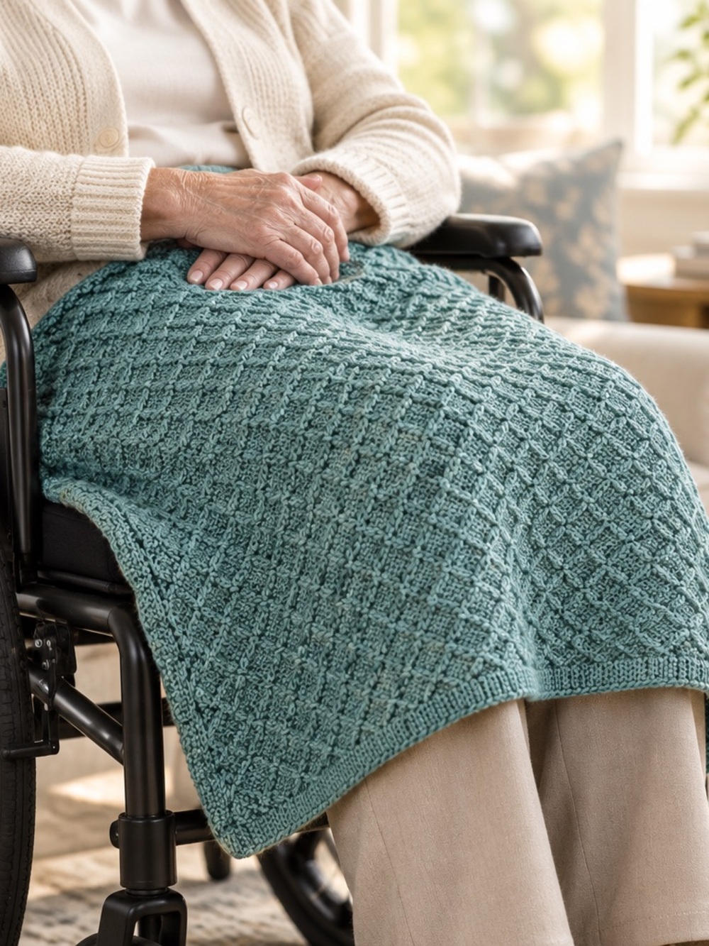 Handmade Textured Knit Lap Blanket